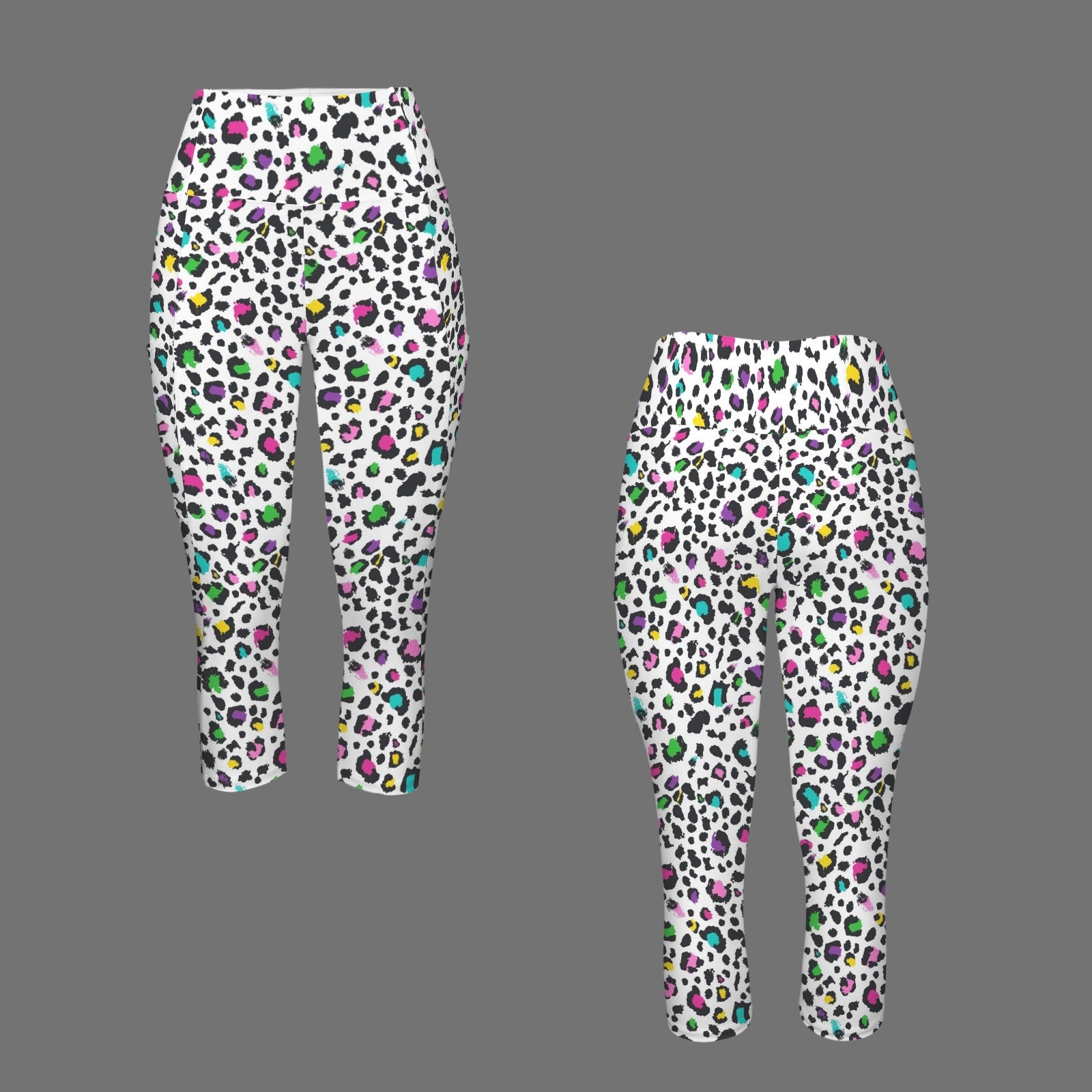 Animal Print In Colour Women's High Waist Pocket Capri Yoga Leggings Women's High Waist Capri Yoga Leggings animal Printed Offshore