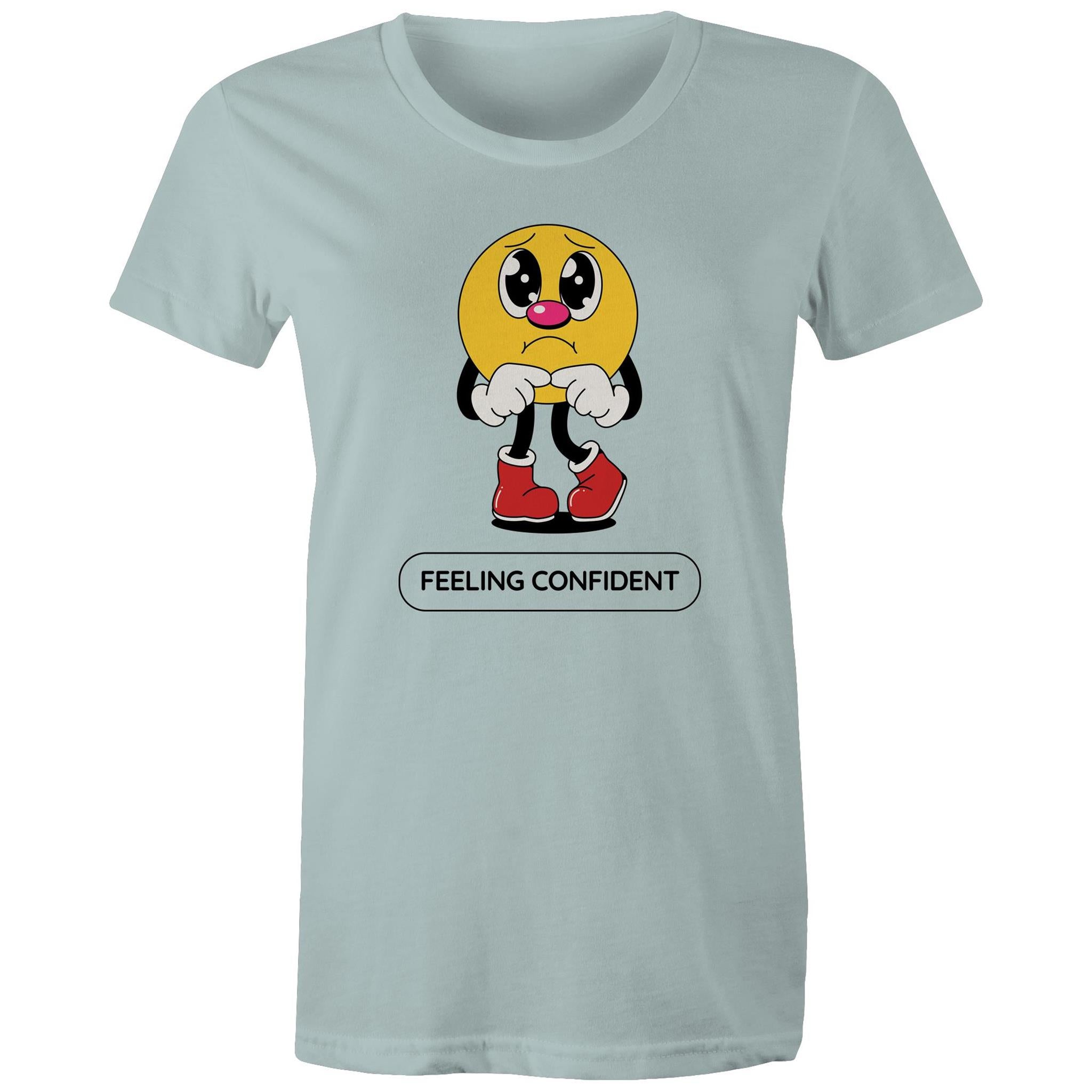 Feeling Confident - Womens T-shirt Pale Blue Womens T-shirt Printed In Australia