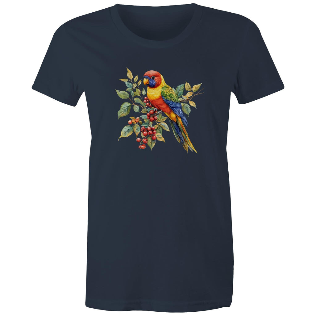 Lorikeet, Australian Birds - Womens T-shirt Navy Womens T-shirt animal Printed In Australia