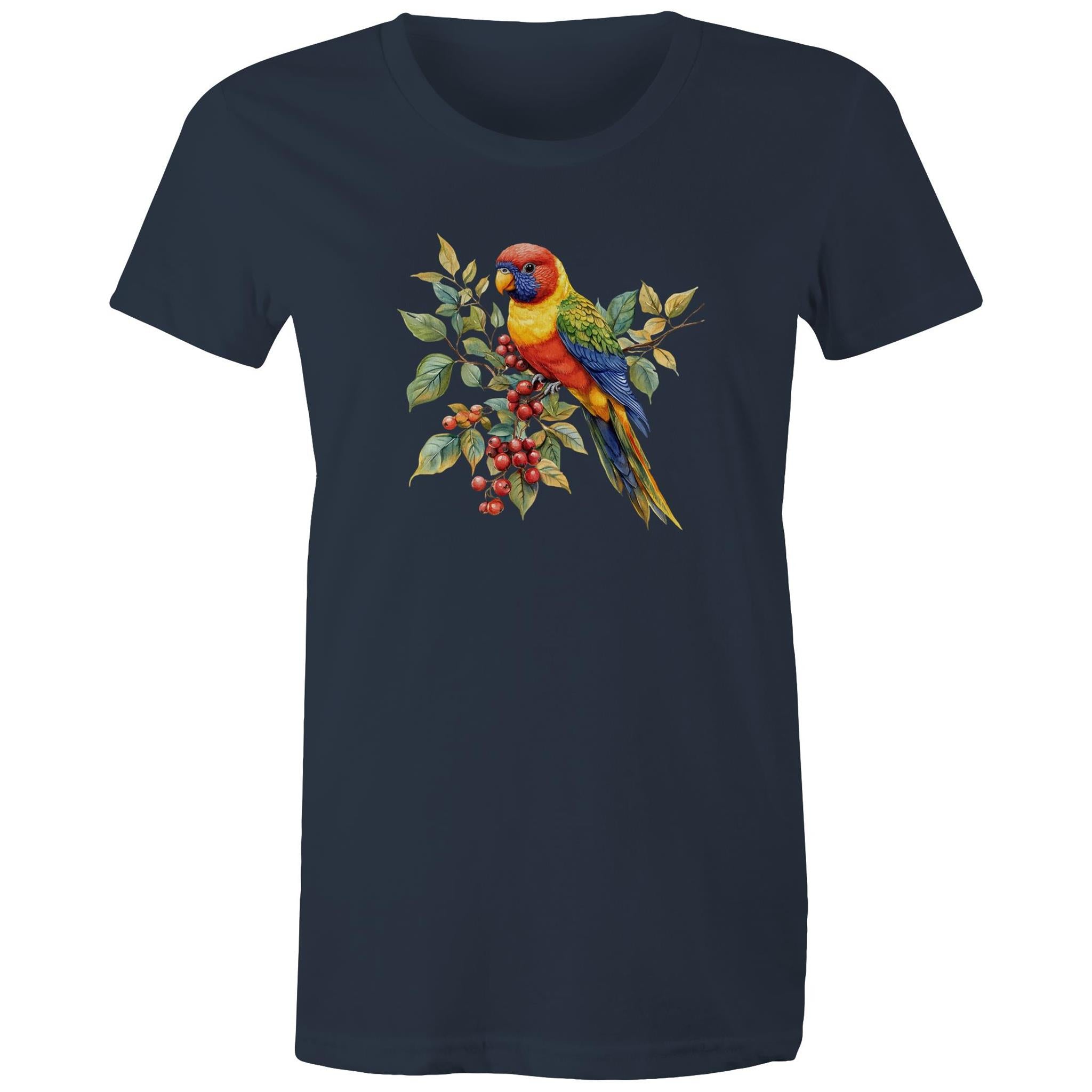 Lorikeet, Australian Birds - Womens T-shirt Navy Womens T-shirt animal Printed In Australia
