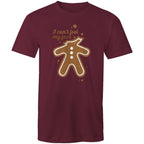 Gingerbread, I Can't Feel My Face - Mens T-Shirt Burgundy Mens Christmas T-shirt Christmas Printed In Australia