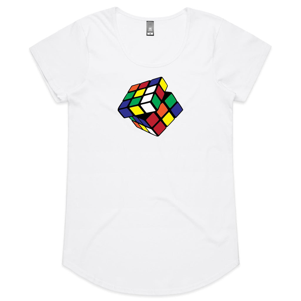 Game Cube - Womens Scoop Neck T-Shirt White Womens Scoop Neck T-shirt Games Printed In Australia