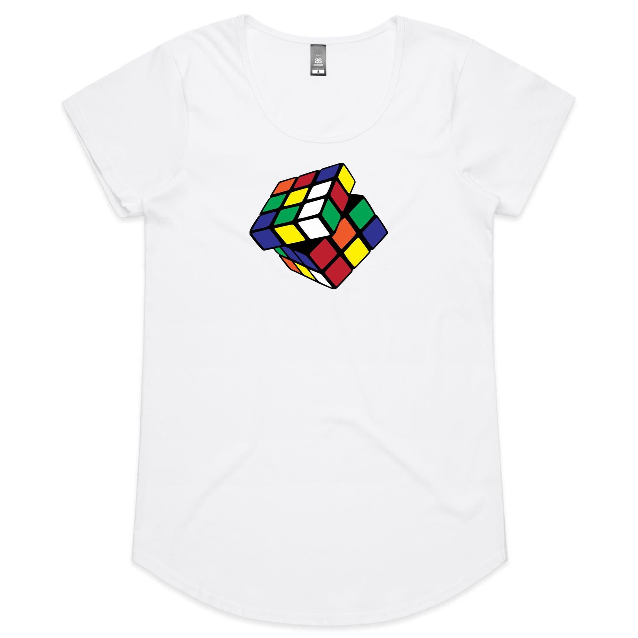 Game Cube - Womens Scoop Neck T-Shirt White Womens Scoop Neck T-shirt Games Printed In Australia