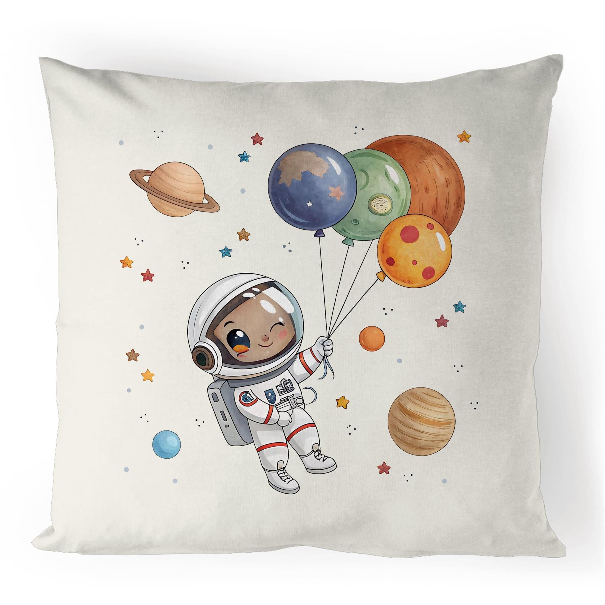 Balloon Planets, Astronaut - 100% Linen Cushion Cover Default Title Linen Cushion Covers kids Printed In Australia Space