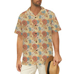 Vintage Retro Floral Men's Short Sleeve Hawaiian Shirt Men's Hawaiian Shirt (New) Plants Printed Offshore Retro