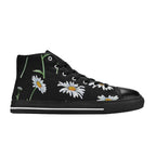 Daisy On Black - Women's High Top Canvas Shoes