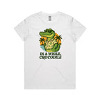 In A While, Crocodile Women's AS Colour T-shirt White Womens T-shirt animal Printed In Australia