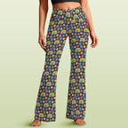 Hippie Caravan High Waist Crossover Tummy Control Flare Leggings 5XL High Waist Flare Leggings Printed Offshore Retro