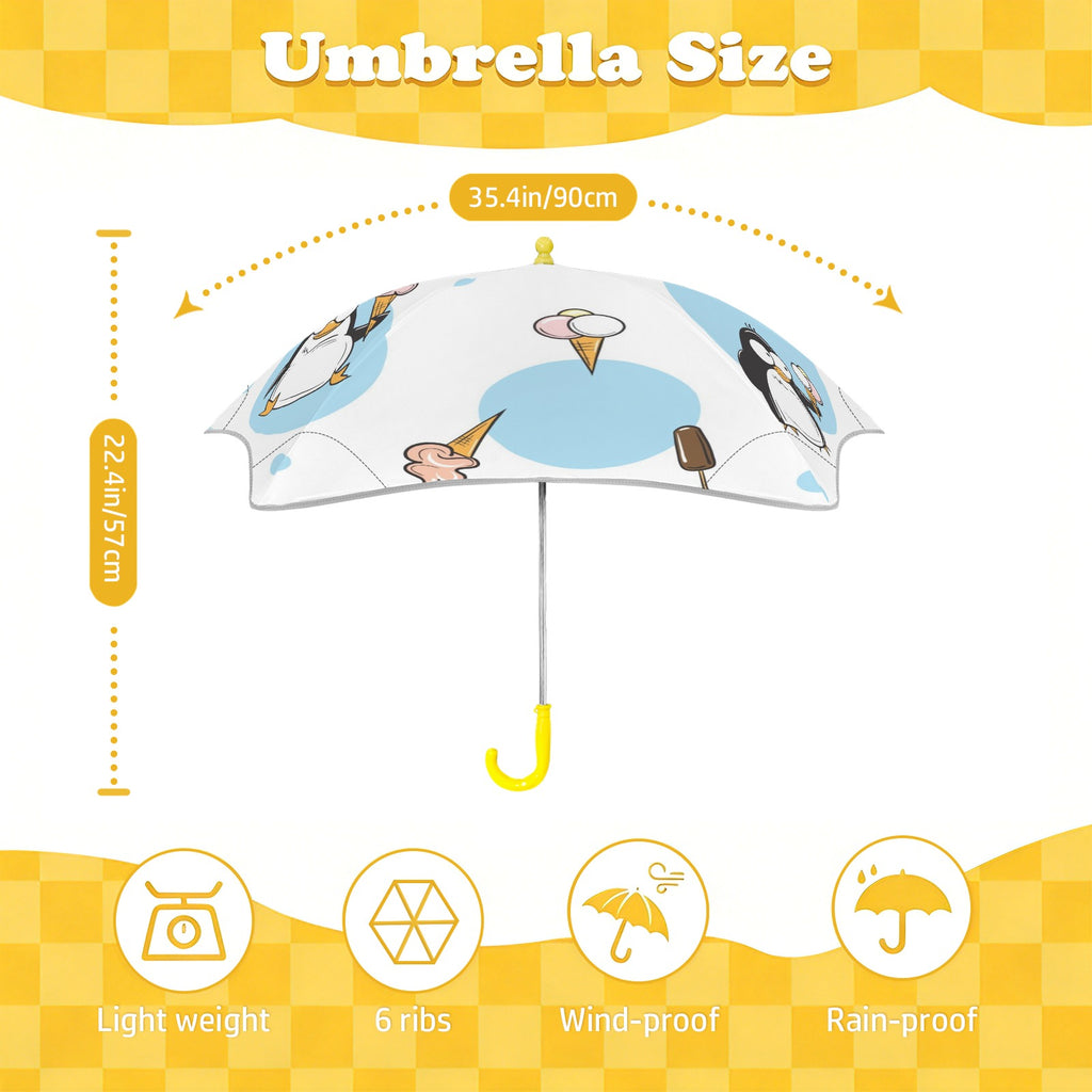 Penguins With Ice-Creams Kids Safe Round Corner Umbrella Kids Safe Round Corner Umbrella animal Printed Offshore