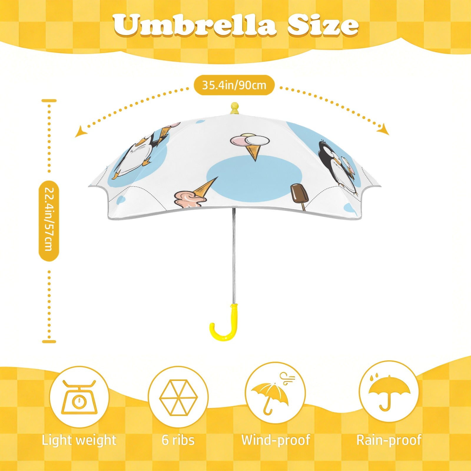 Penguins With Ice-Creams Kids Safe Round Corner Umbrella Kids Safe Round Corner Umbrella animal Printed Offshore