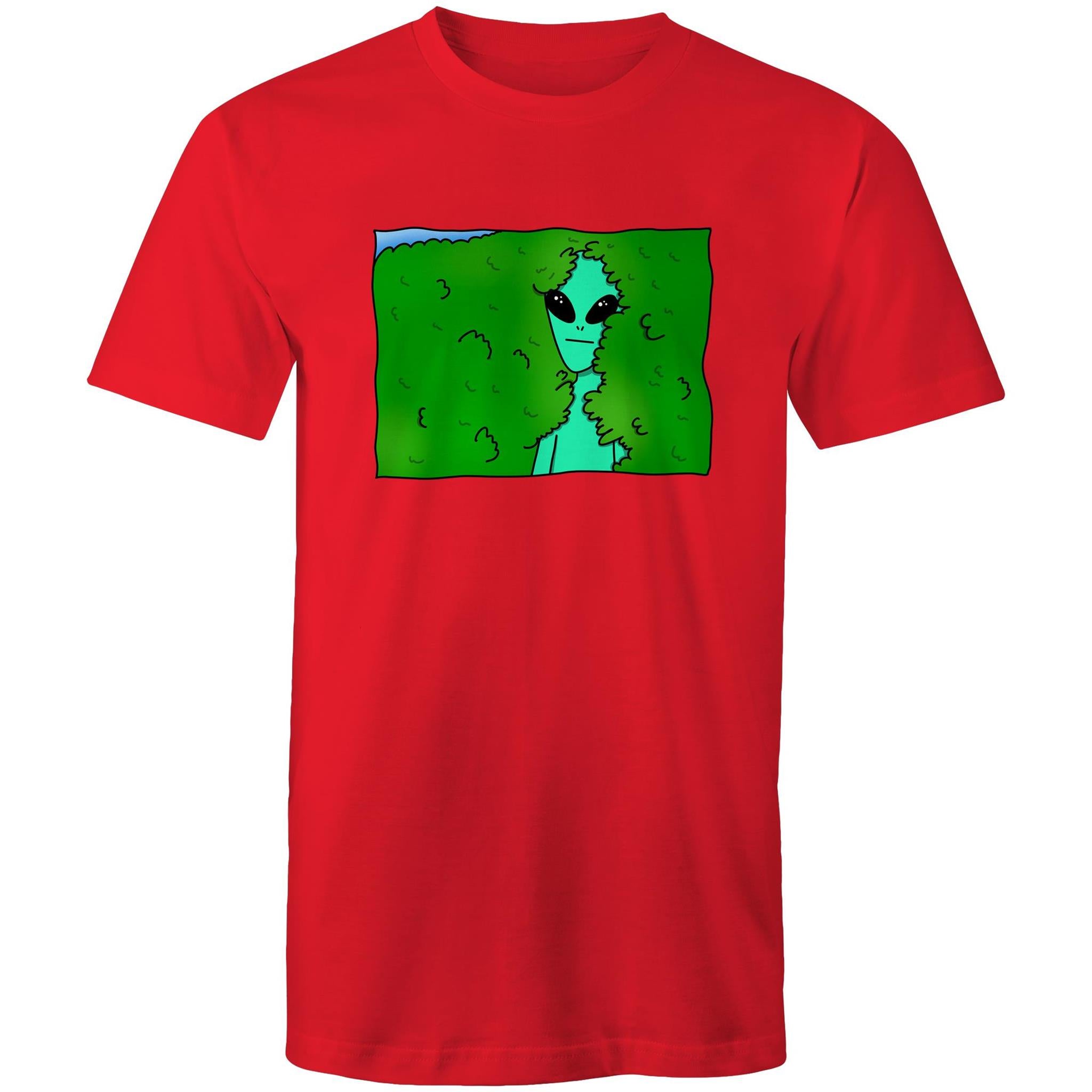 Alien Backing Into Hedge Meme - Mens T-Shirt Red Mens T-shirt Printed In Australia Sci Fi