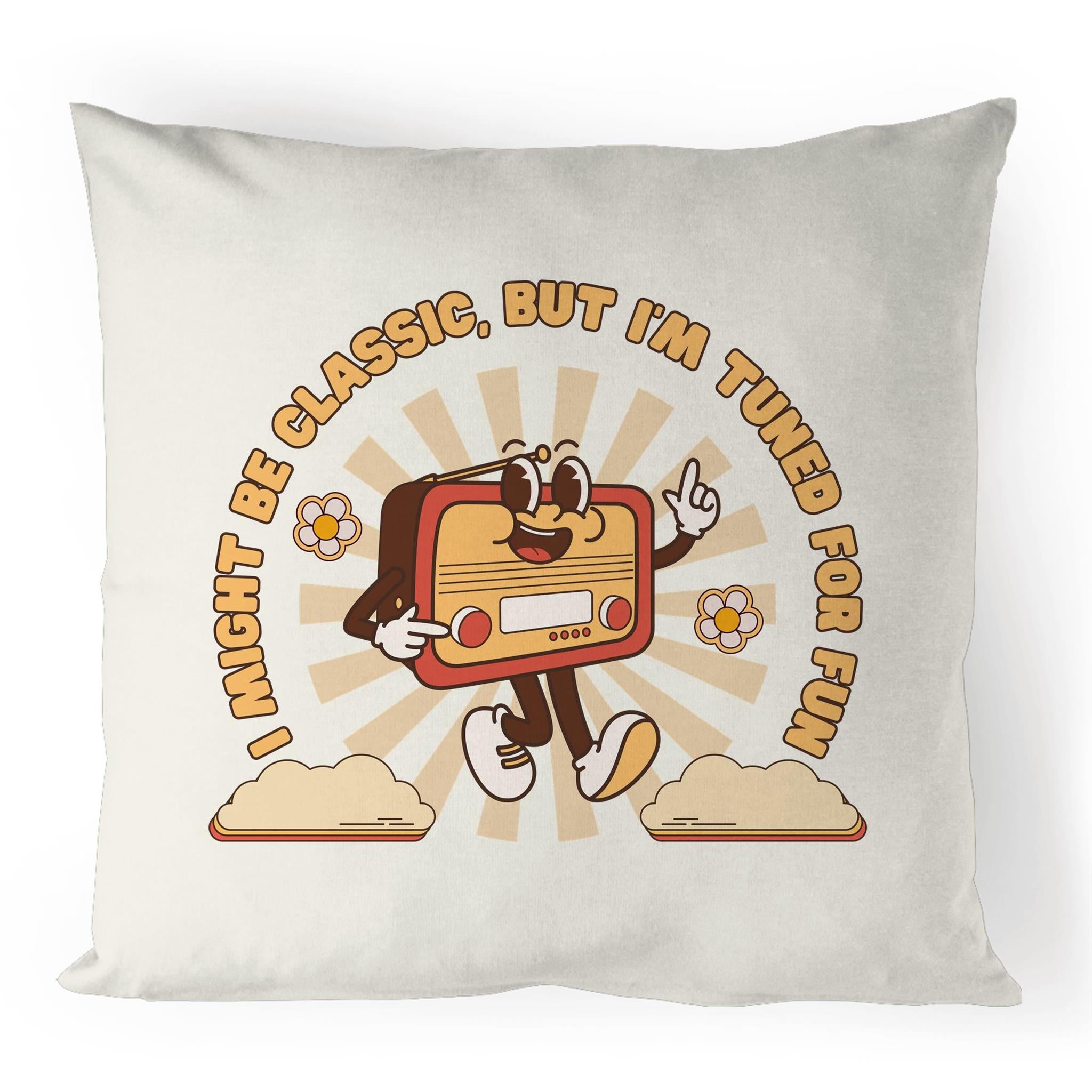 Classic Radio, Tuned For Fun - 100% Linen Cushion Cover Default Title Linen Cushion Covers Music Printed In Australia Retro