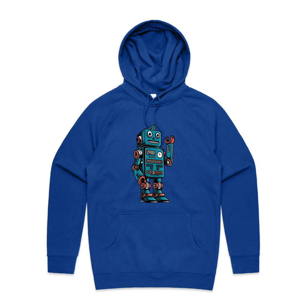 Robot - Mens Hoodie Bright Royal Mens Hoodie Printed In Australia Sci Fi