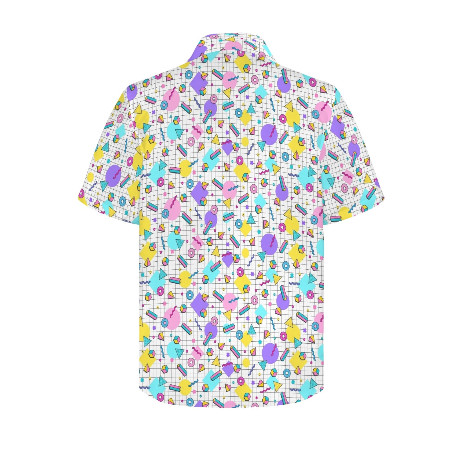 80's Grid - Men's Short Sleeve Hawaiian Shirt Men's Hawaiian Shirt (New) Printed Offshore Retro