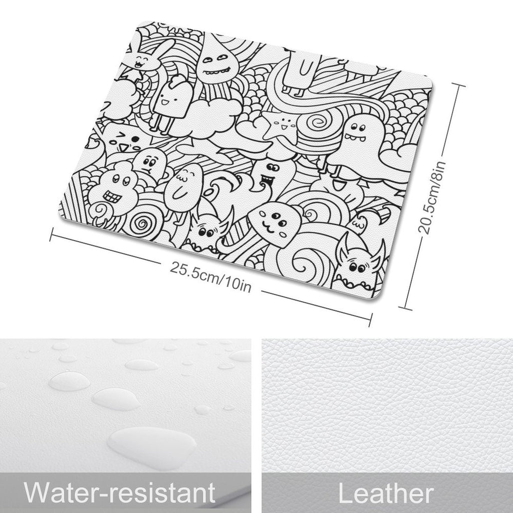 Black And White Creatures Leather Mouse Pad Leather Mouse Pad Printed Offshore Sci Fi