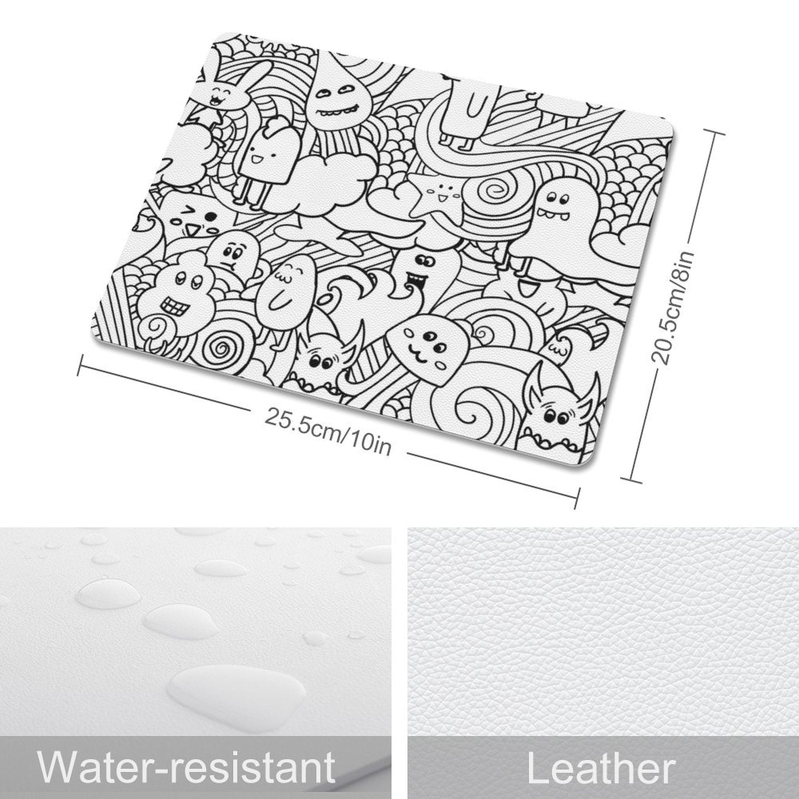 Black And White Creatures - Leather Mouse Pad Leather Mouse Pad Printed Offshore Sci Fi