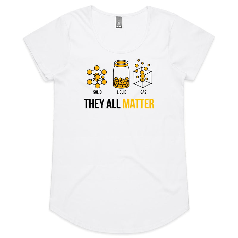 They All Matter Solid Liquid Gas Women's AS Colour Scoop Neck T-Shirt White Womens Scoop Neck T-shirt Printed In Australia Science