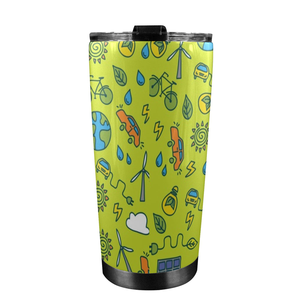 Go Green - 20oz Mobile Tumbler with Lid (Black Lock) 20oz Travel Mug Environment Printed Offshore