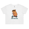 Capybara, Just Be Cool Women's AS Colour Crop Tee White animal Printed In Australia