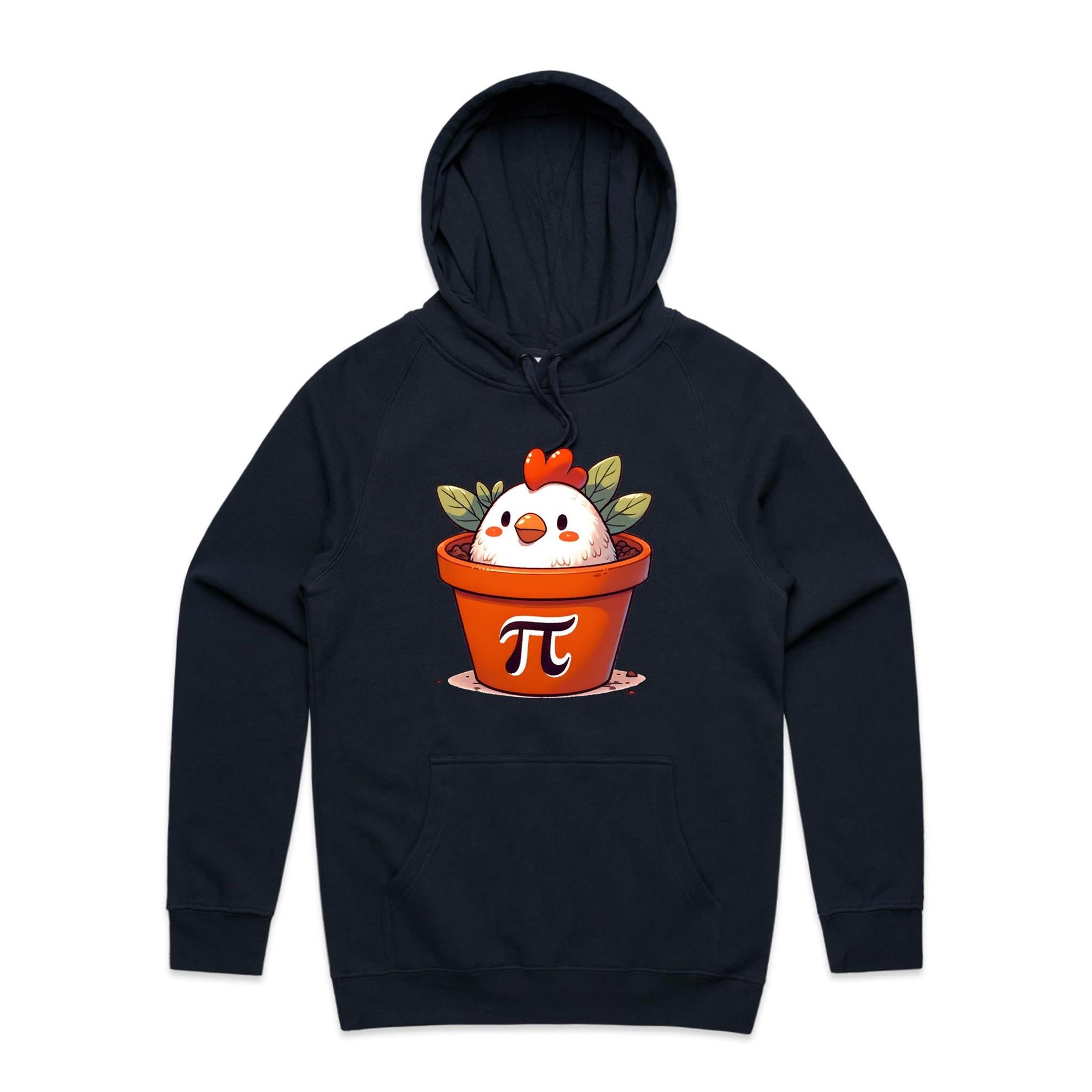 Chicken Pot Pi - Mens Hoodie Navy Mens Hoodie animal Food Maths Printed In Australia
