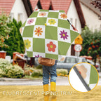 Flower Check Kids Safe Round Corner Umbrella