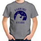 If A Bear Toots In The Woods, Saxophone Player - Kids Youth T-Shirt Grey Marle Kids Youth T-shirt animal Music Printed In Australia