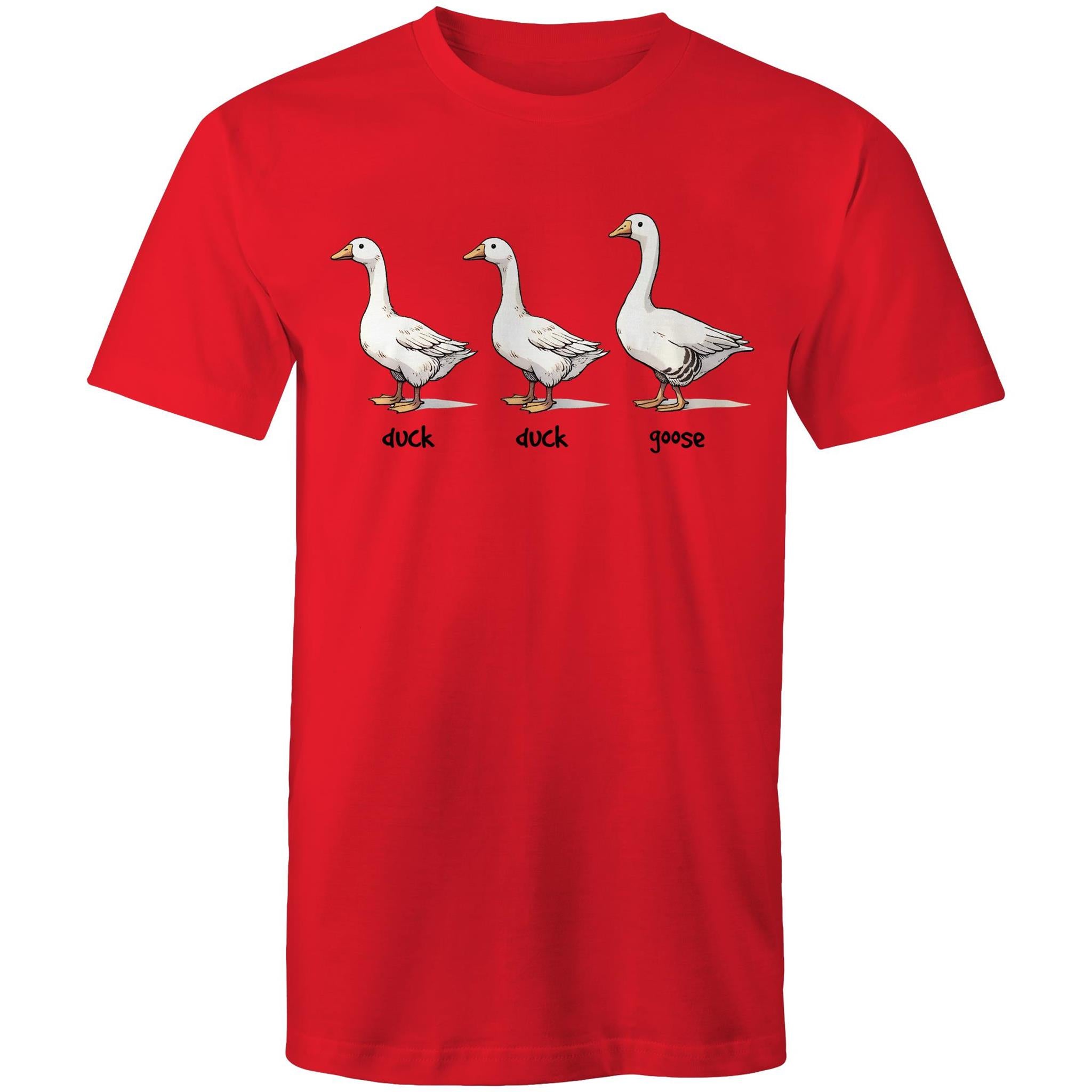 Duck Duck Goose - Mens T-Shirt Red Mens T-shirt animal Games Printed In Australia