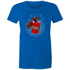 Christmas Coffee - Womens T-shirt Bright Royal Womens Christmas T-shirt Christmas Printed In Australia