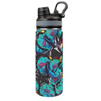 Flower It Blue - Insulated Water Bottle with Dual-Use Lid (18oz) One Size Insulated Water Bottle with Dual-Use Lid (18oz) Plants Printed Offshore
