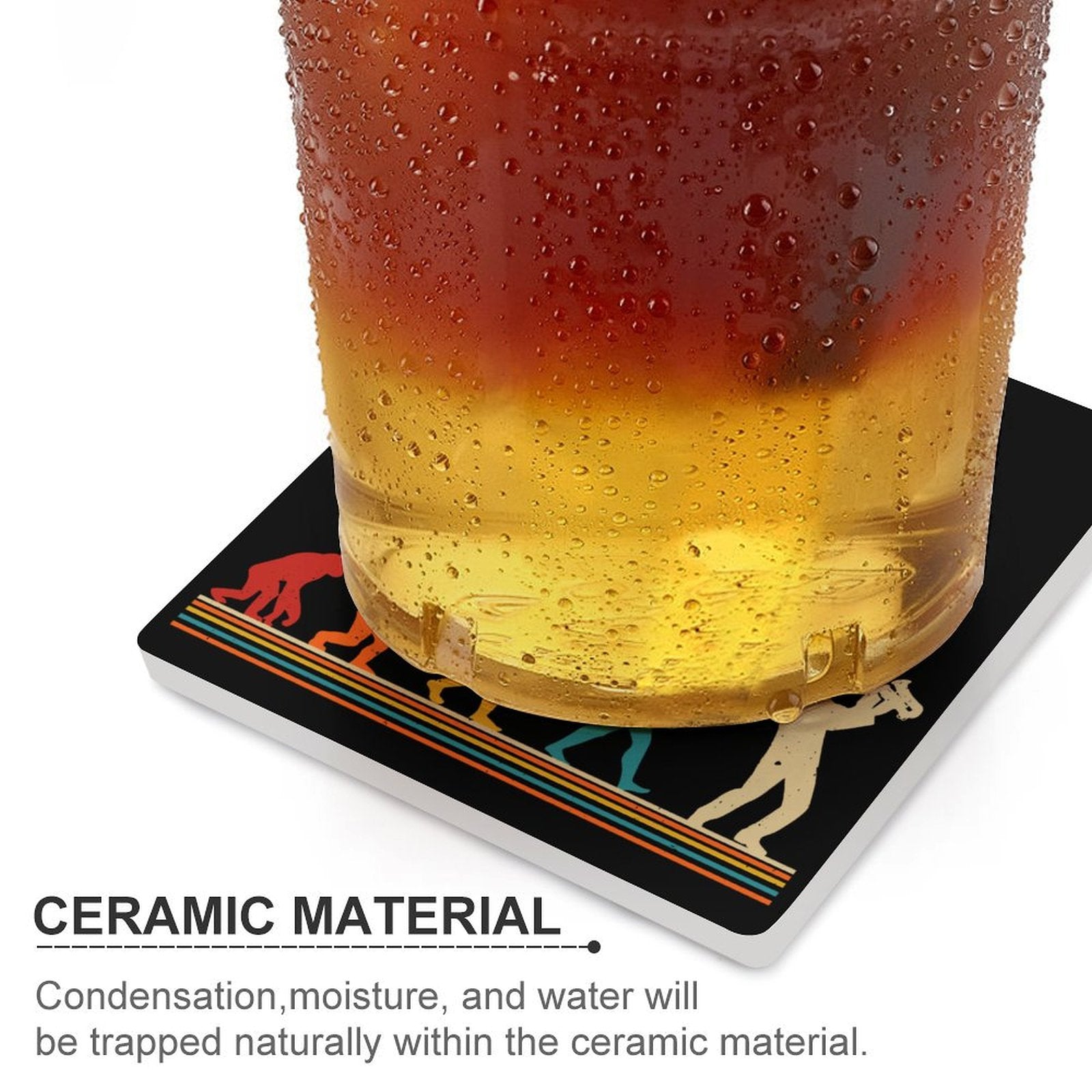 Saxophone Player Evolution - Ceramic Coasters (Square) Ceramic Coasters Music Printed Offshore