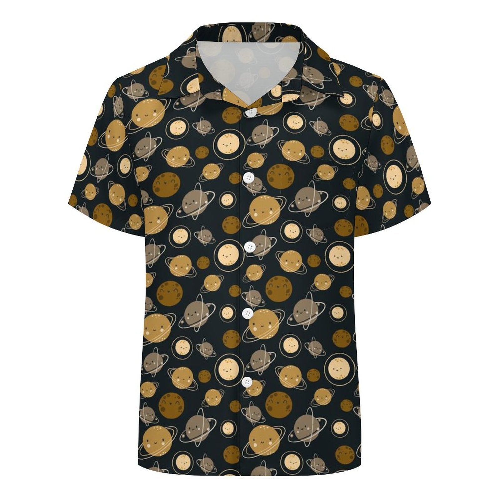 Planets Kids Youth Short Sleeve Button Up Shirt
