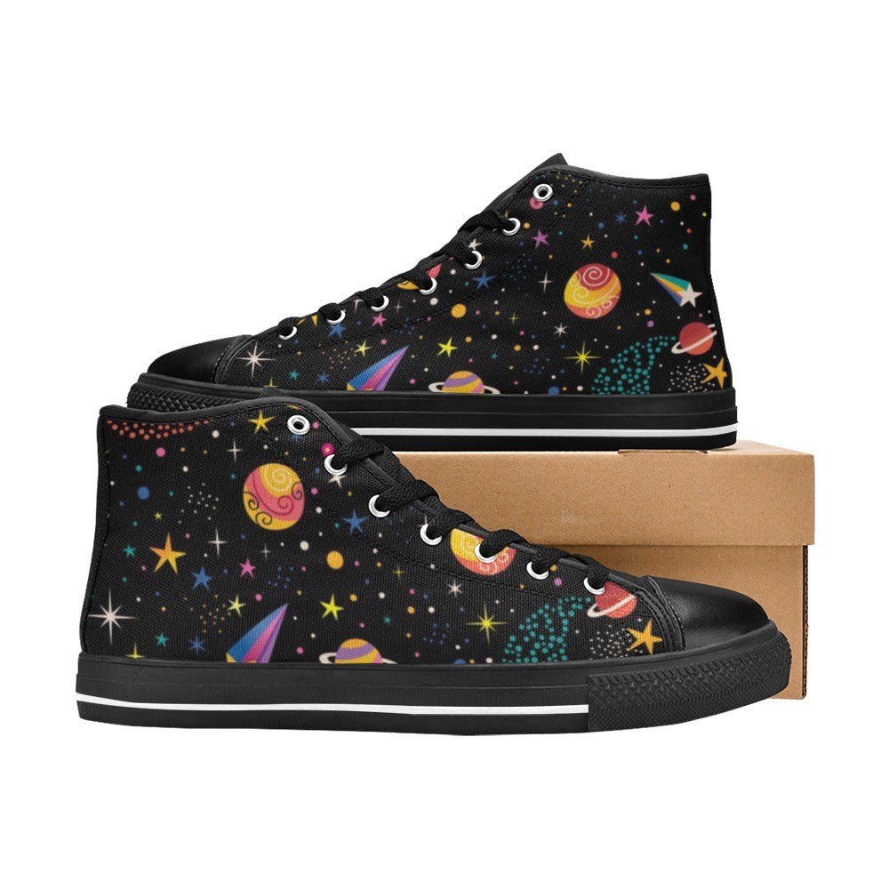 Space - Women's High Top Canvas Shoes