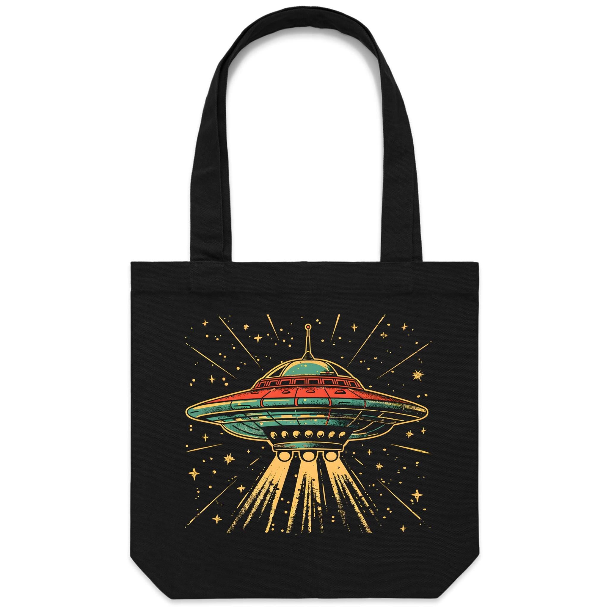 Retro UFO Canvas Tote Bag