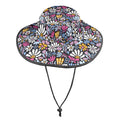 Graphic Flowers On Black Wide Brim Bucket Hat Wide Brim Bucket Hat Plants Printed Offshore