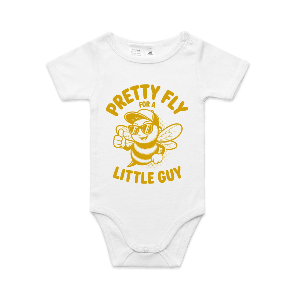 Pretty Fly For A Little Guy, Cool Bee AS Colour Baby Bodysuit White Baby Bodysuit animal Printed In Australia