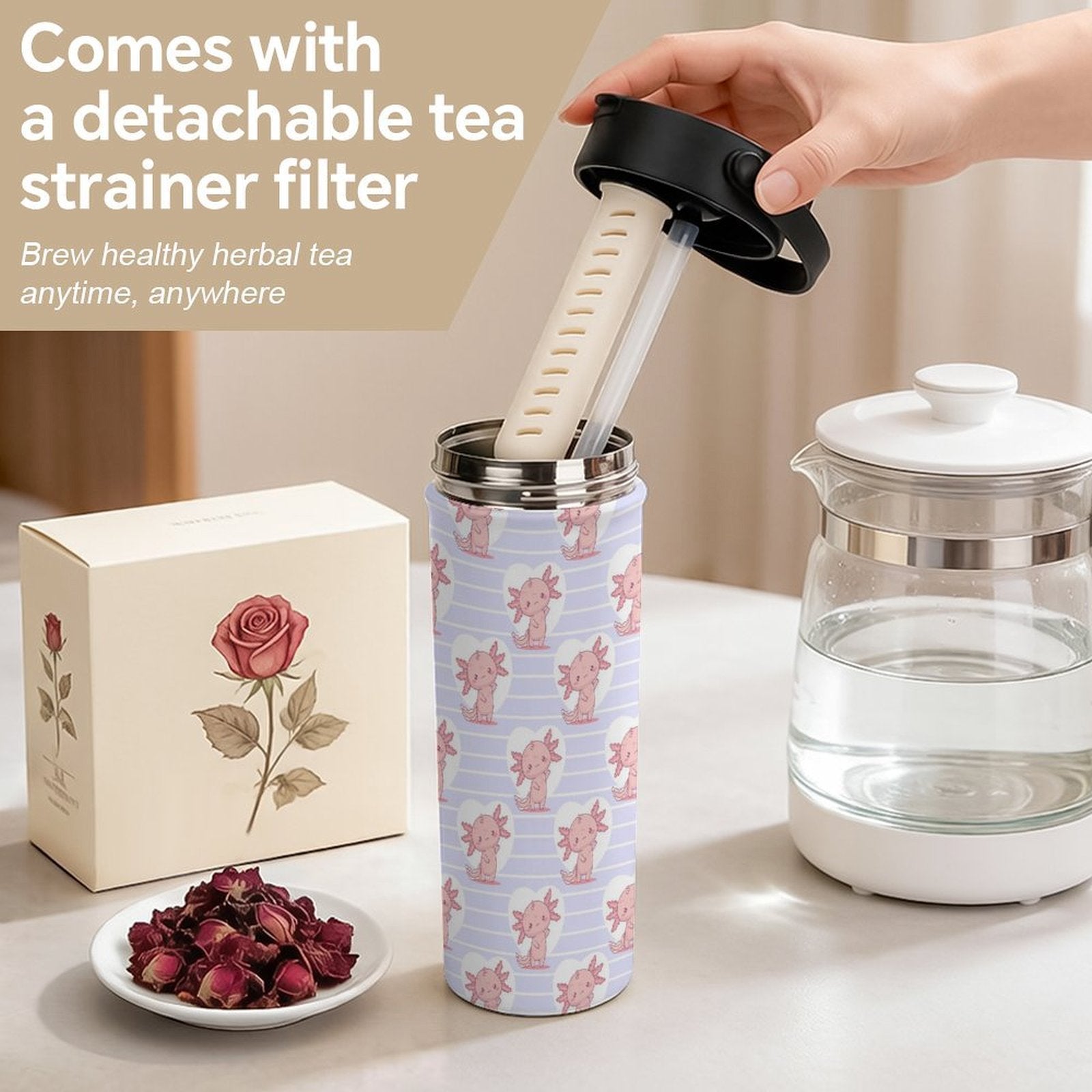Axolotl Love 20oz Tea Tumbler with Carry Handle