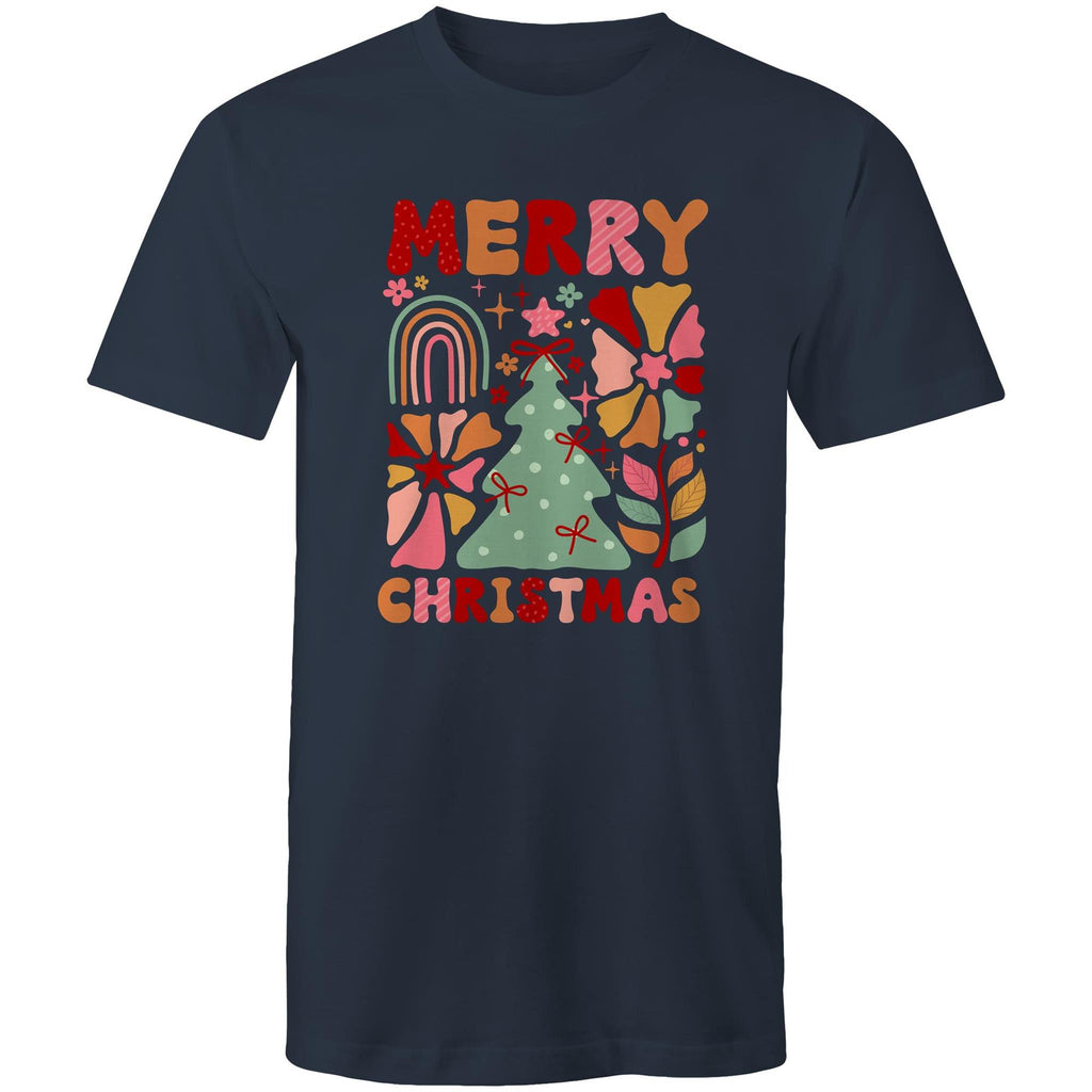 Merry Christmas - Mens T-Shirt Navy Mens Christmas T-shirt Christmas Printed In Australia
