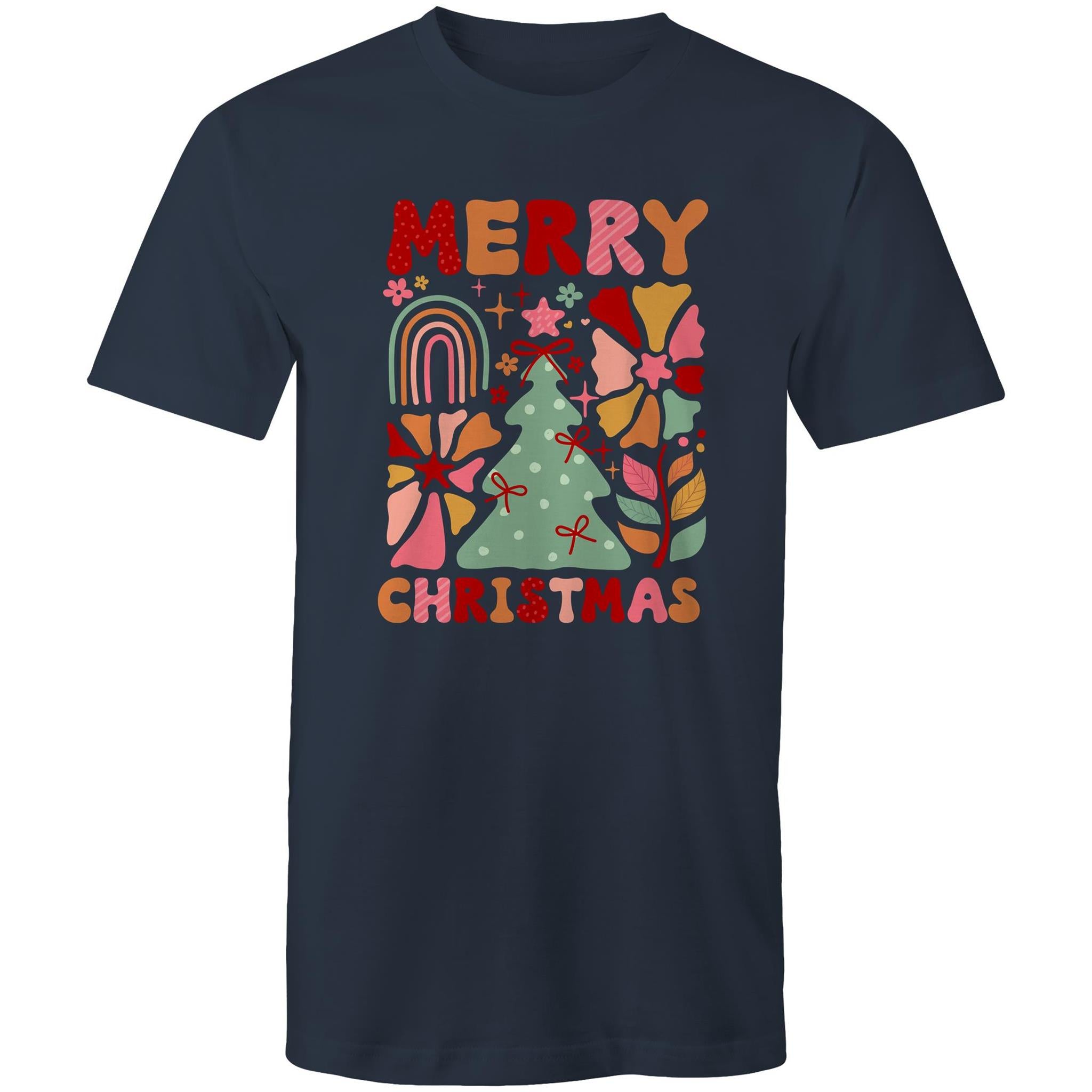 Merry Christmas - Mens T-Shirt Navy Mens Christmas T-shirt Christmas Printed In Australia