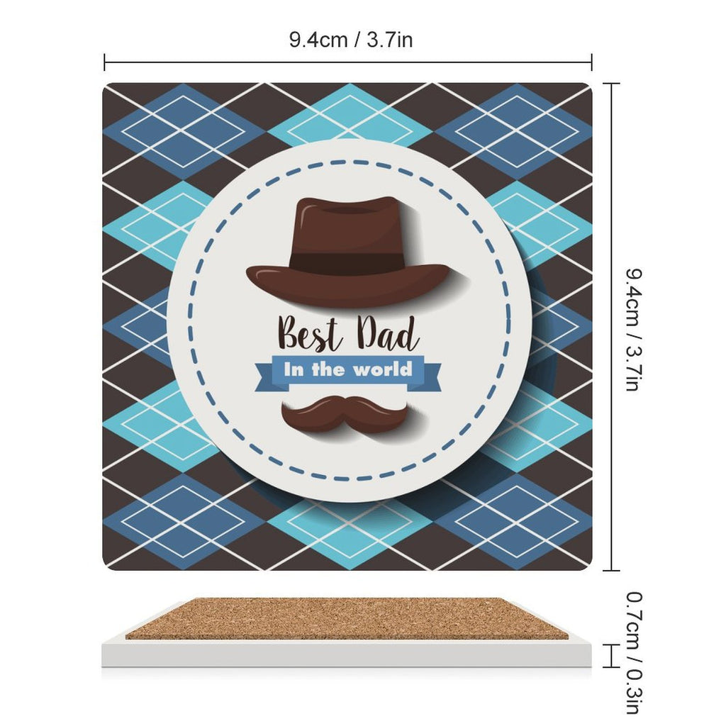 Best Dad In The World - Ceramic Coasters (Square) Ceramic Coasters Dad Printed Offshore