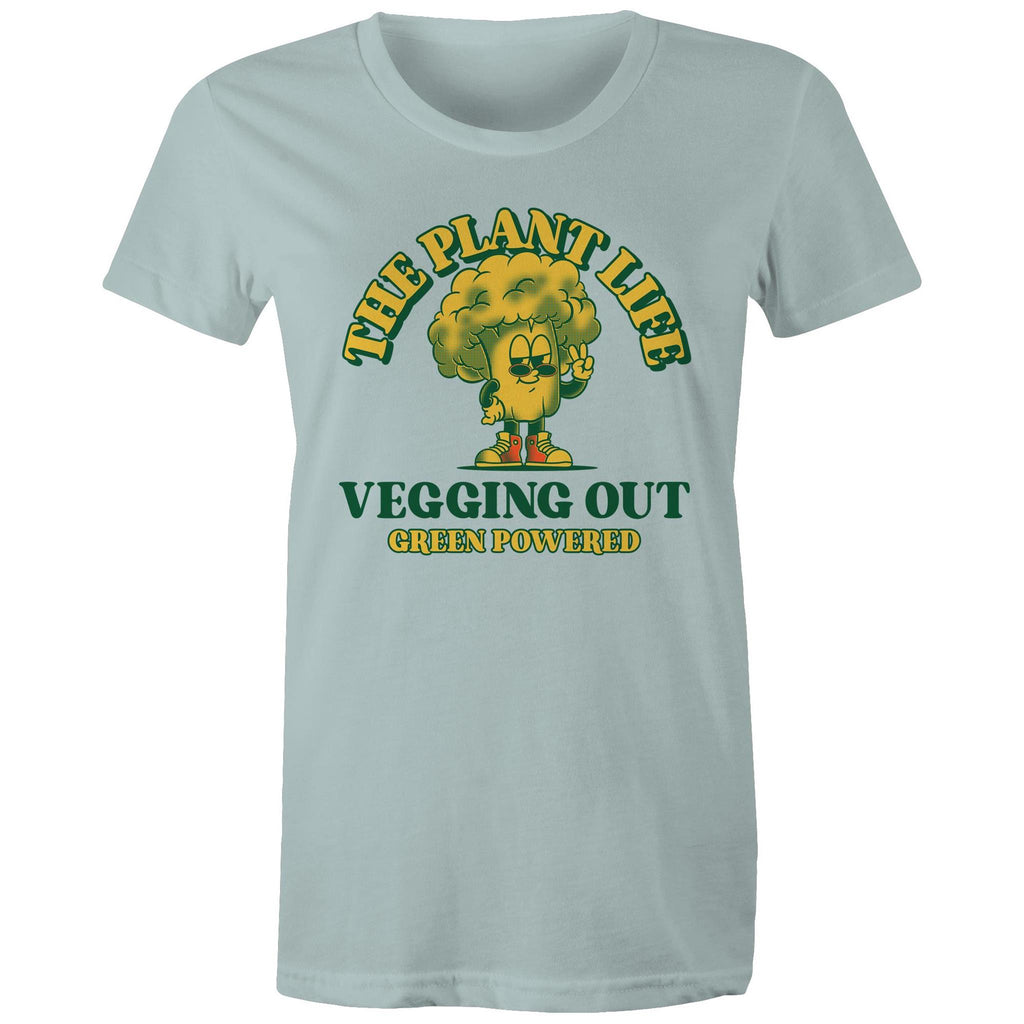 The Plant Life, Vegetarian - Womens T-shirt Pale Blue Womens T-shirt Plants Printed In Australia