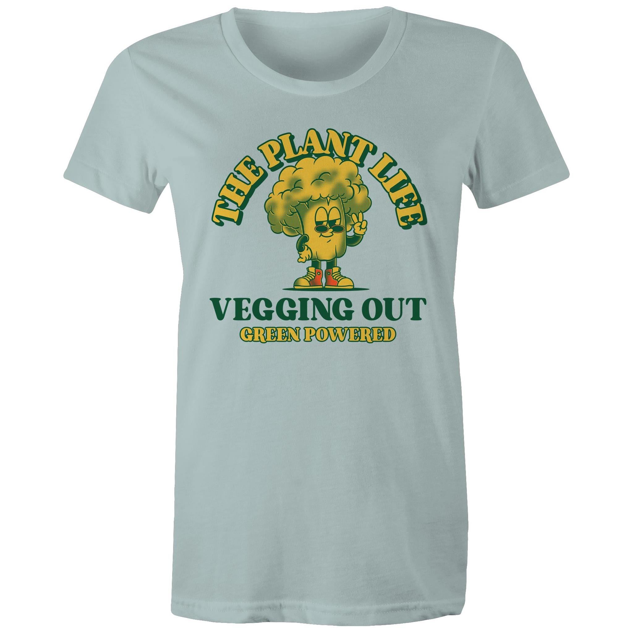 The Plant Life, Vegetarian - Womens T-shirt Pale Blue Womens T-shirt Plants Printed In Australia