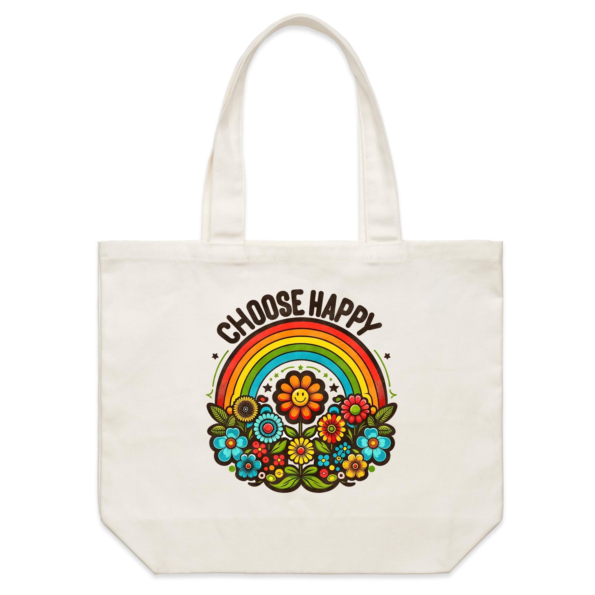 Choose Happy - Shoulder Canvas Tote Bag