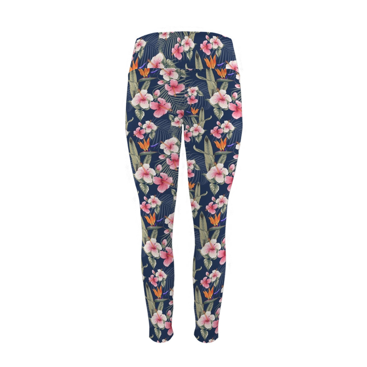 Dark Hawaiian Floral Women's High Waist Pockets Yoga Leggings
