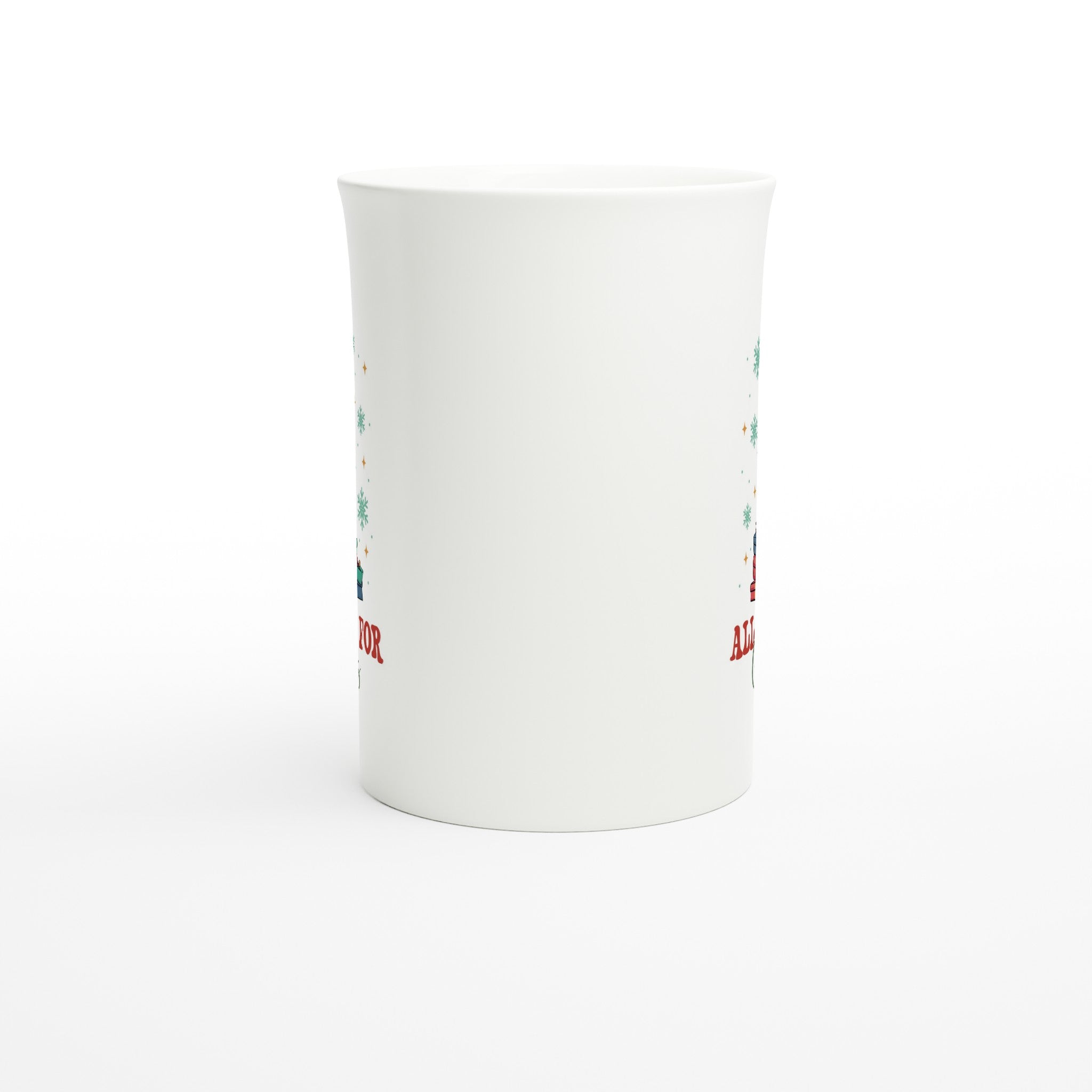 All Booked For Christmas White 10oz Porcelain Slim Mug Porcelain Mug