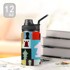 Colourful Chess - Kids Water Bottle with Chug Lid (12 oz) Kids Water Bottle with Chug Lid Chess Games Printed Offshore