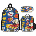 Blue Comic Book Three Piece Backpack Set white One size Three Piece Backpack Set Printed Offshore