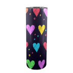 Colourful Hearts - 20oz Tall Skinny Tumbler with Lid and Straw