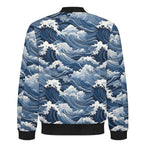 Japanese Waves Men's Casual Zip‑Up Bomber Jacket