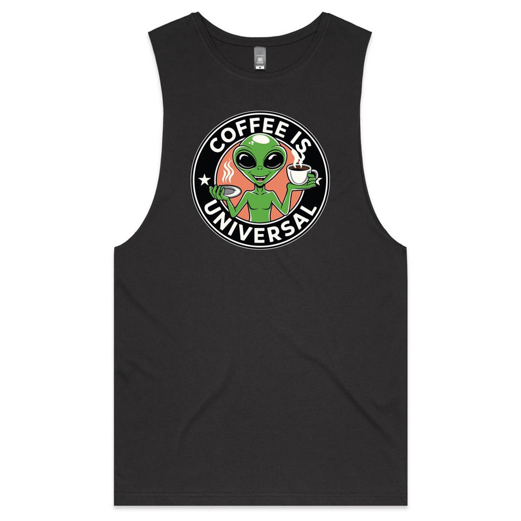 Alien, Coffee Is Universal - Mens Tank Top Tee Coal Drop Arm Tank Top Coffee Printed In Australia Sci Fi