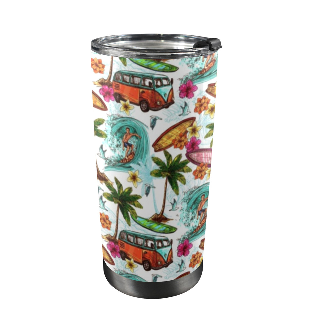 Surfing Safari 20oz Mobile Tumbler with Lid (Black Lock) One Size 20oz Travel Mug Printed Offshore Surf